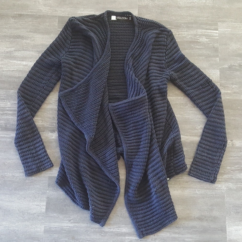 Navy Black Volcom Oversized Cardigan Long Sleeve